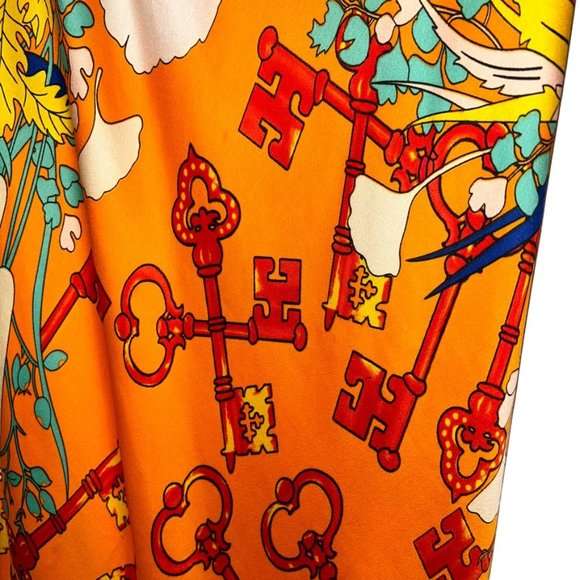 piccola bella southampton pink orange fun bold KEY print handkerchief dr… - Picture 3 of 6